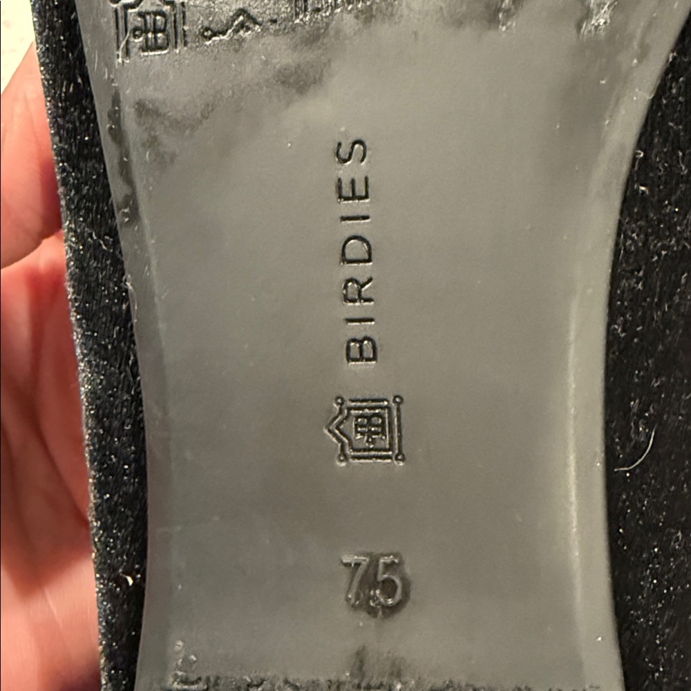 Birdies Women's Elegant  Flats Black Velvet  - The Heron 7/5 - Picture 8 of 9